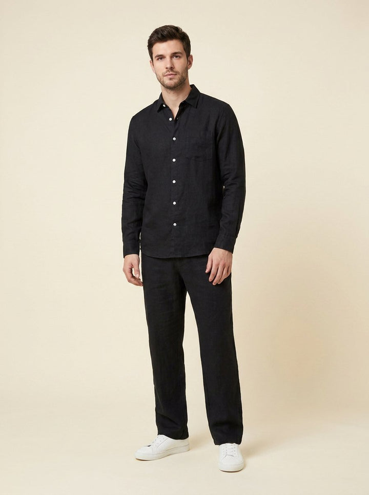 Ethan linen set black shirt and pants