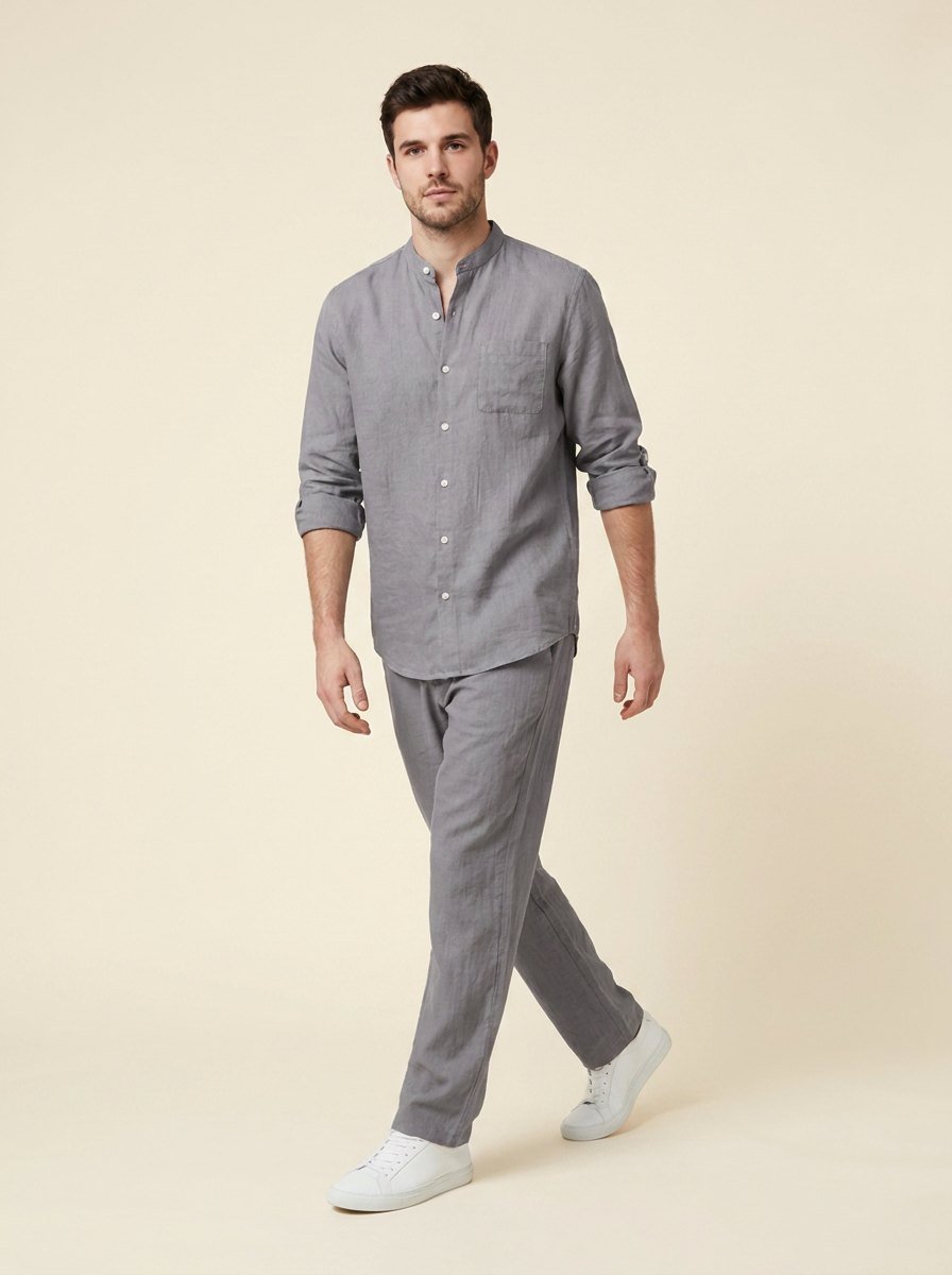 Ethan linen set gray shirt and pants