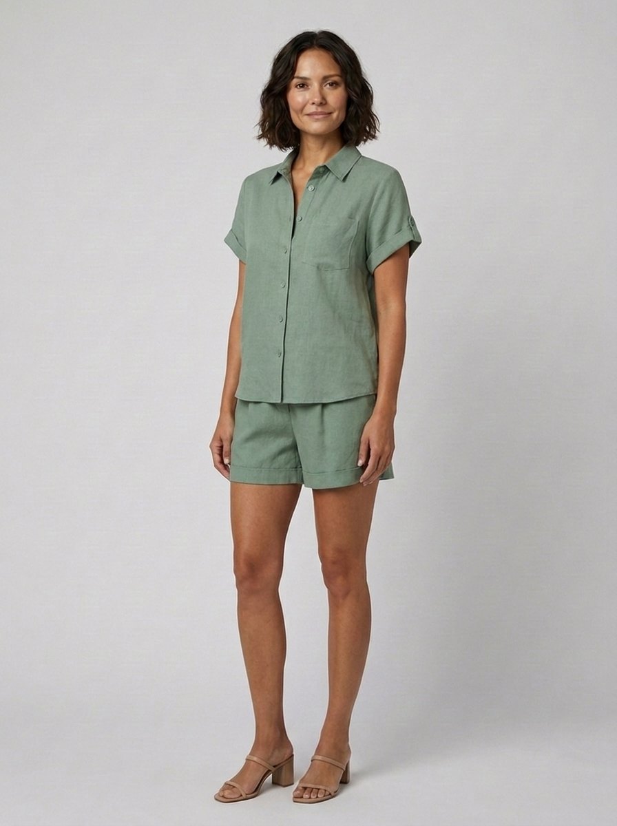 Felicity linen set sage green