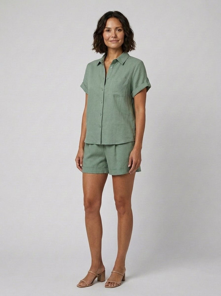 Felicity linen set sage green