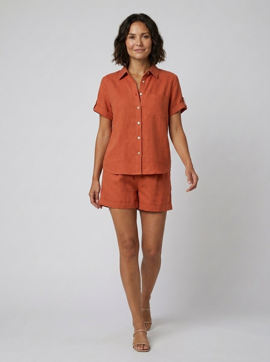 Felicity linen set rust orange