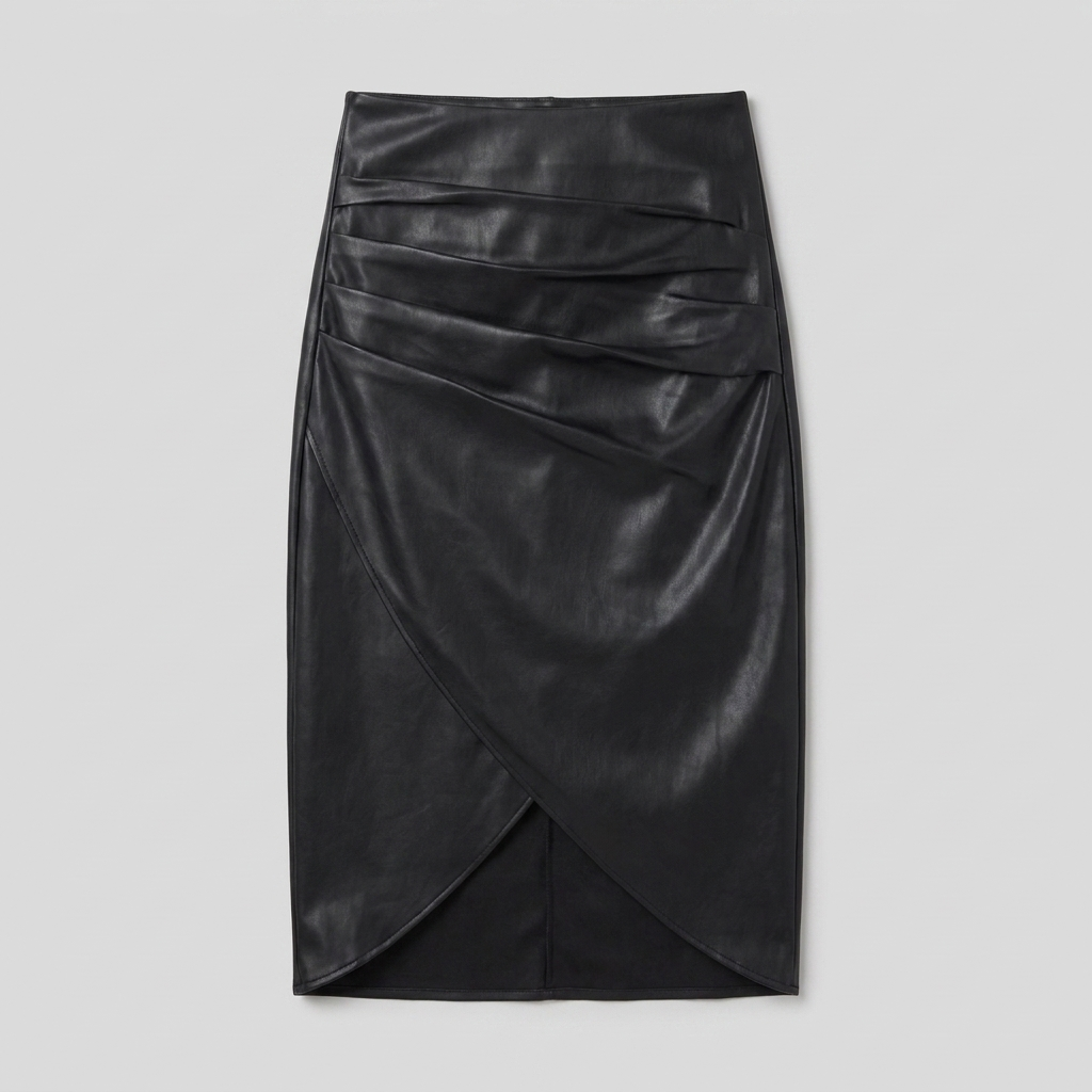 Fina faux leather midi skirt product flat-lay