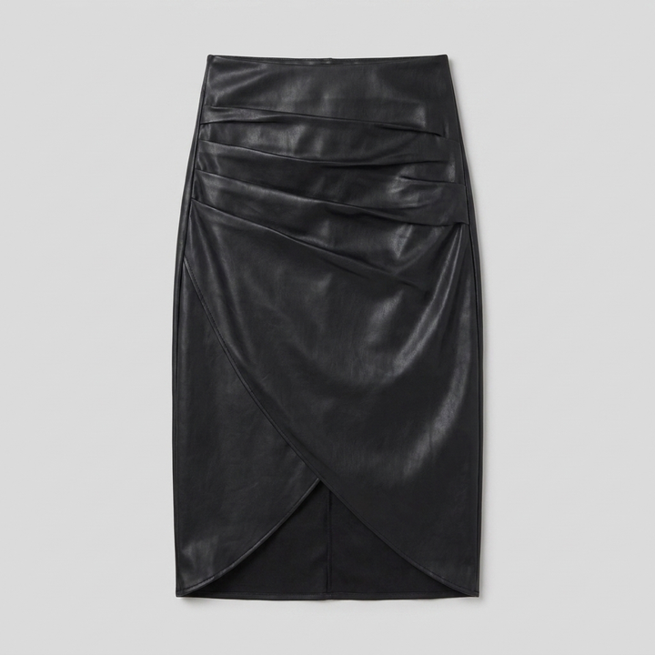 Fina faux leather midi skirt product flat-lay