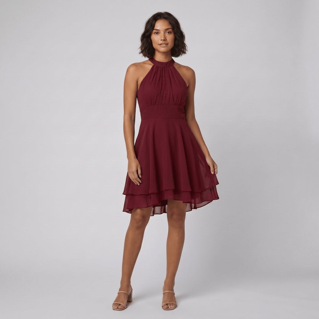 Fiona flare mini dress burgundy