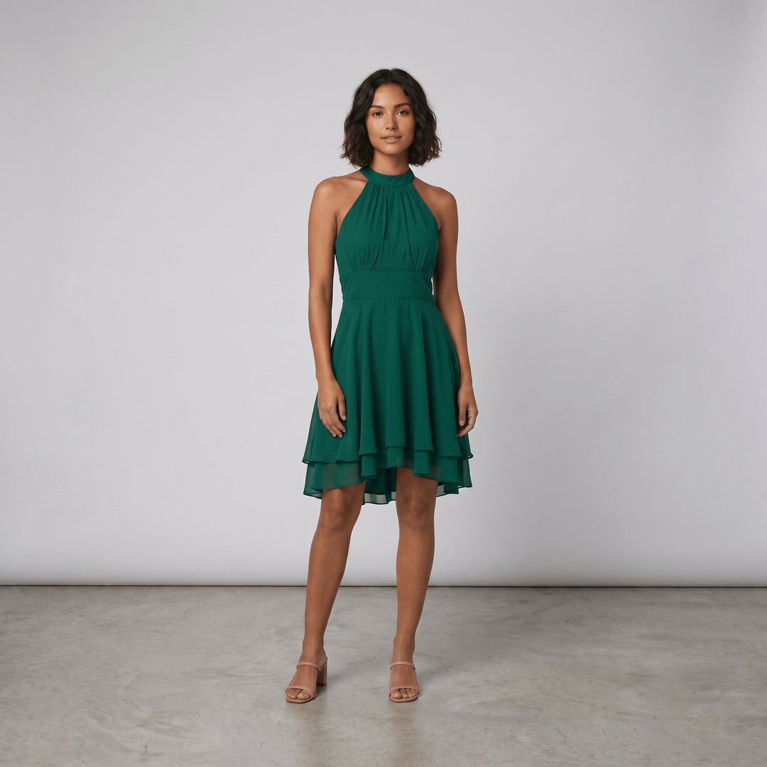Fiona flare mini dress green