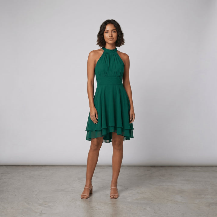 Fiona flare mini dress green