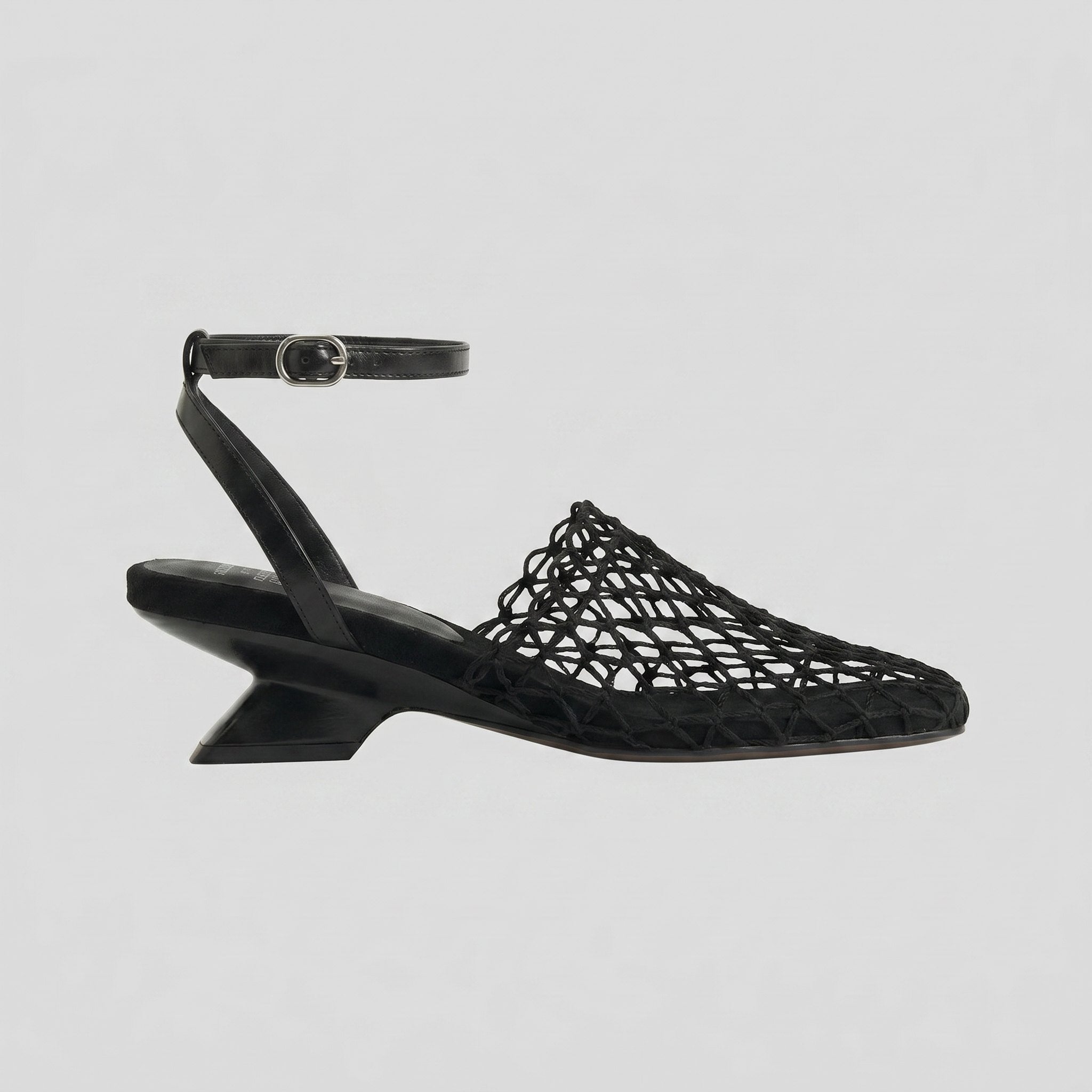 Fiona woven mesh wedge heel black