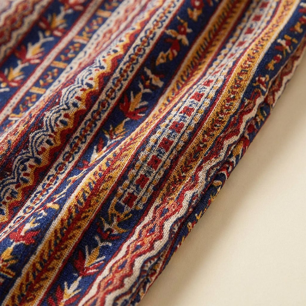 Fiora boho stripe fabric close-up