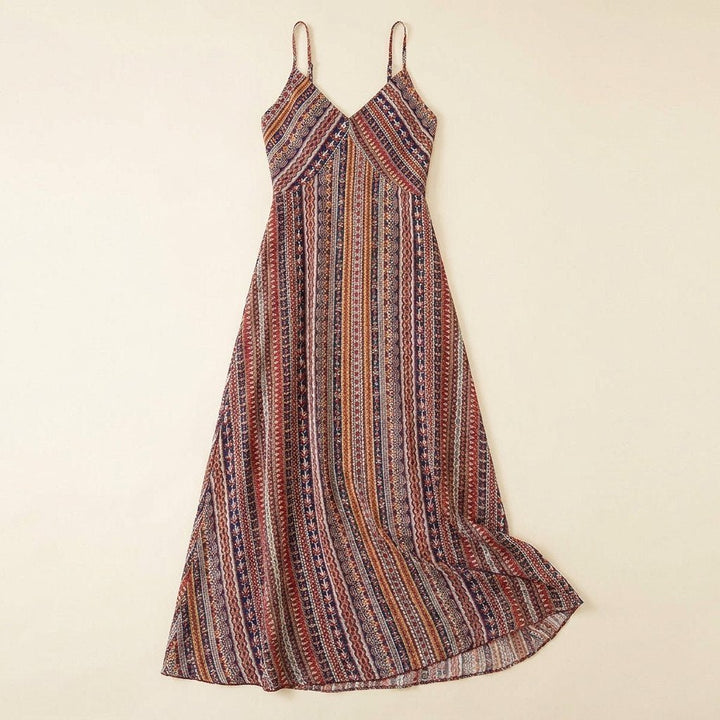 Fiora boho stripe maxi dress product flat lay
