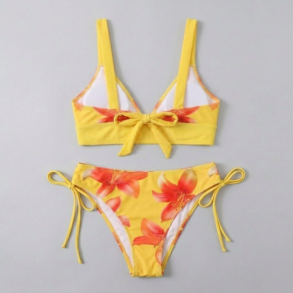 Fleur floral bikini set back view flat-lay
