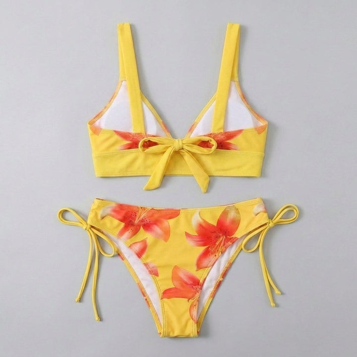 Fleur floral bikini set back view flat-lay