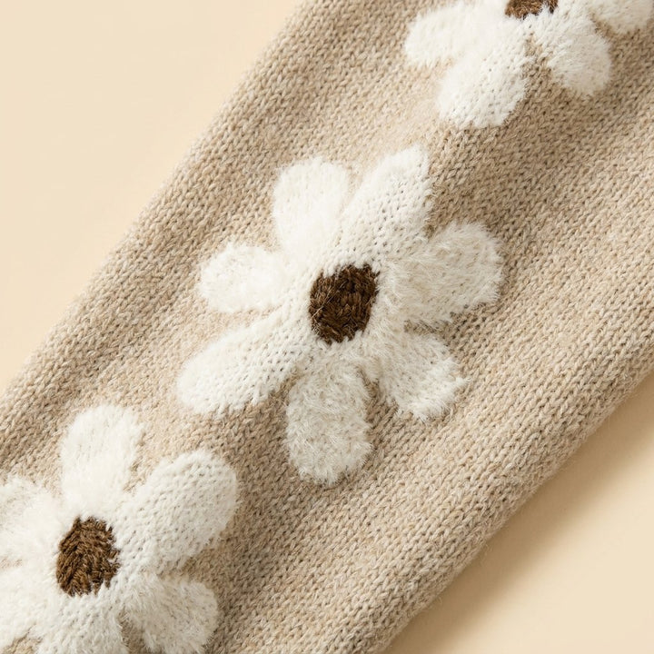 Fleur sweater sleeve floral knit fabric close-up