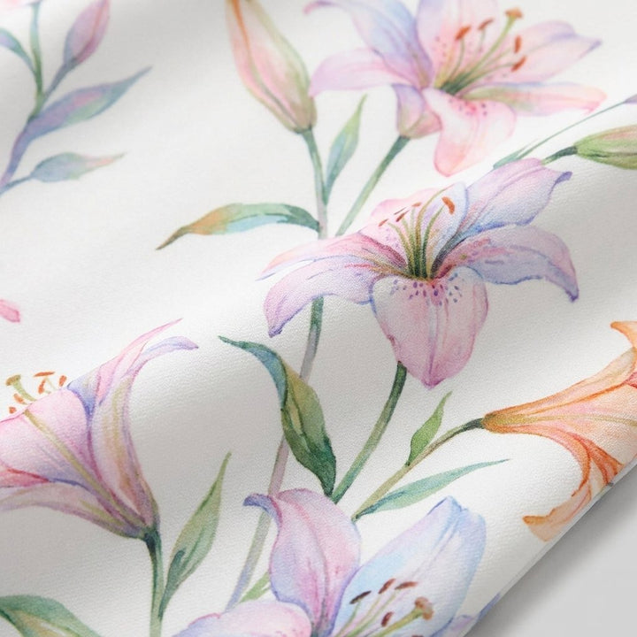 Flora floral print fabric close-up