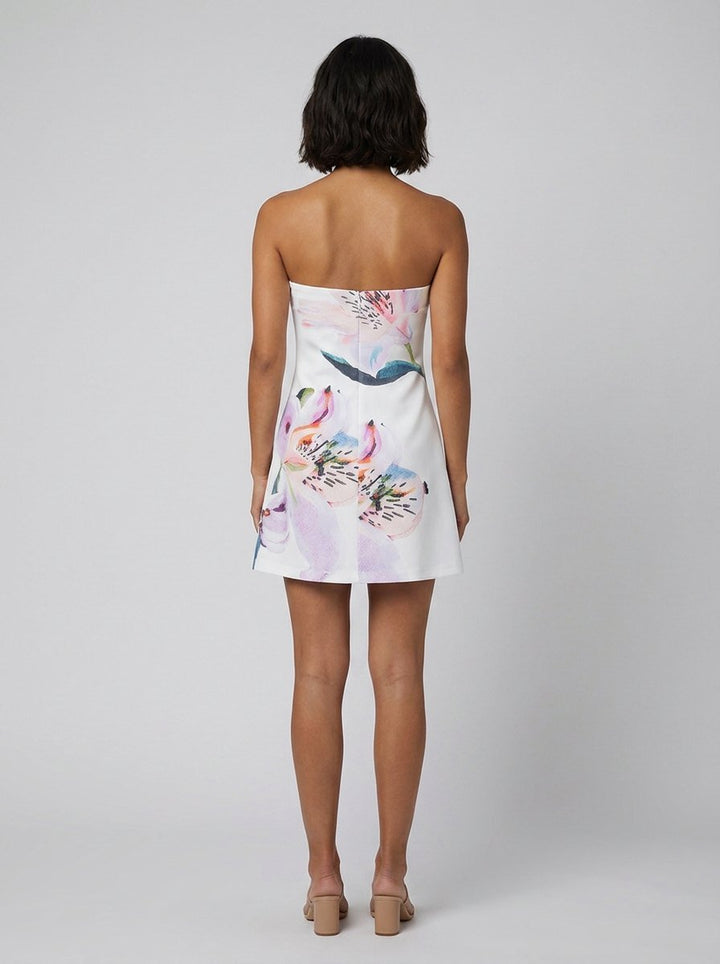 Flora white floral mini sundress back