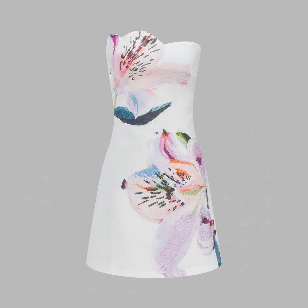 Flora white floral mini sundress flat lay