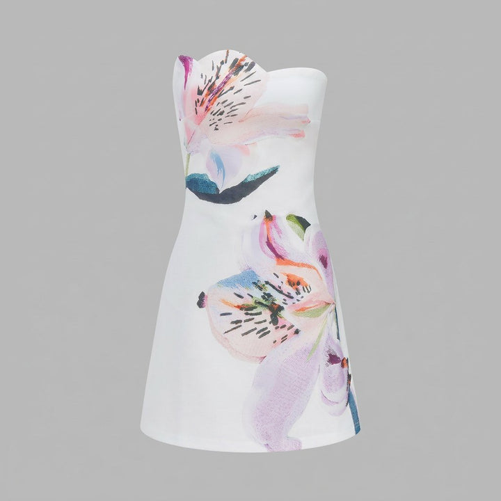 Flora white floral mini sundress flat lay