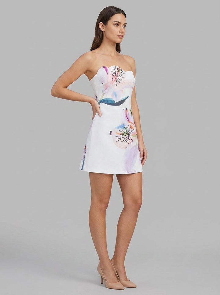 Flora white floral mini sundress side