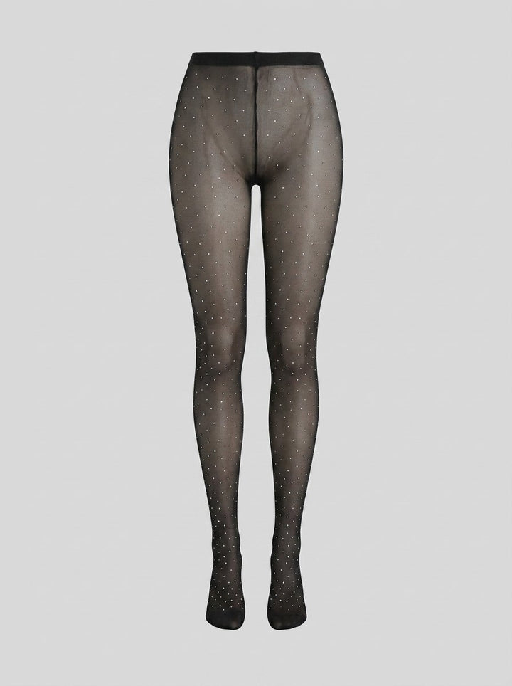 Fran sheer sparkle tights black front