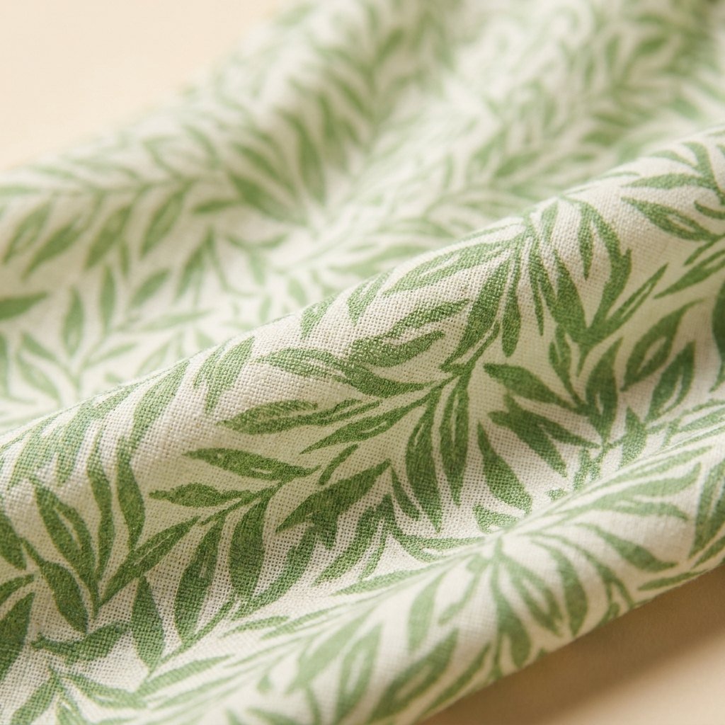 Furgeson willow leaf print fabric close-up