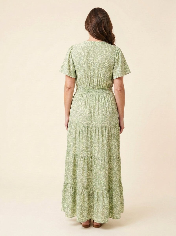 Furgeson green floral maxi dress back