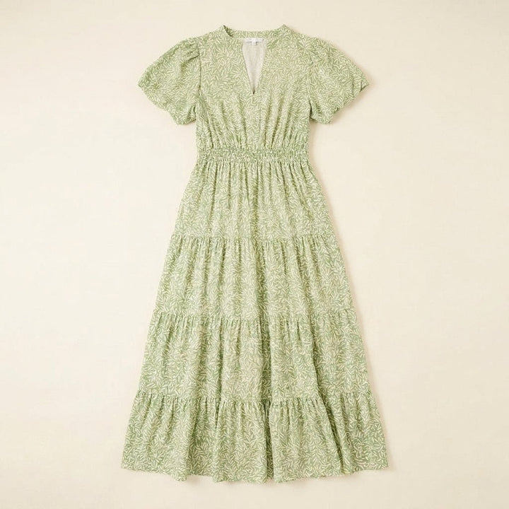 Furgeson green floral maxi dress flat lay