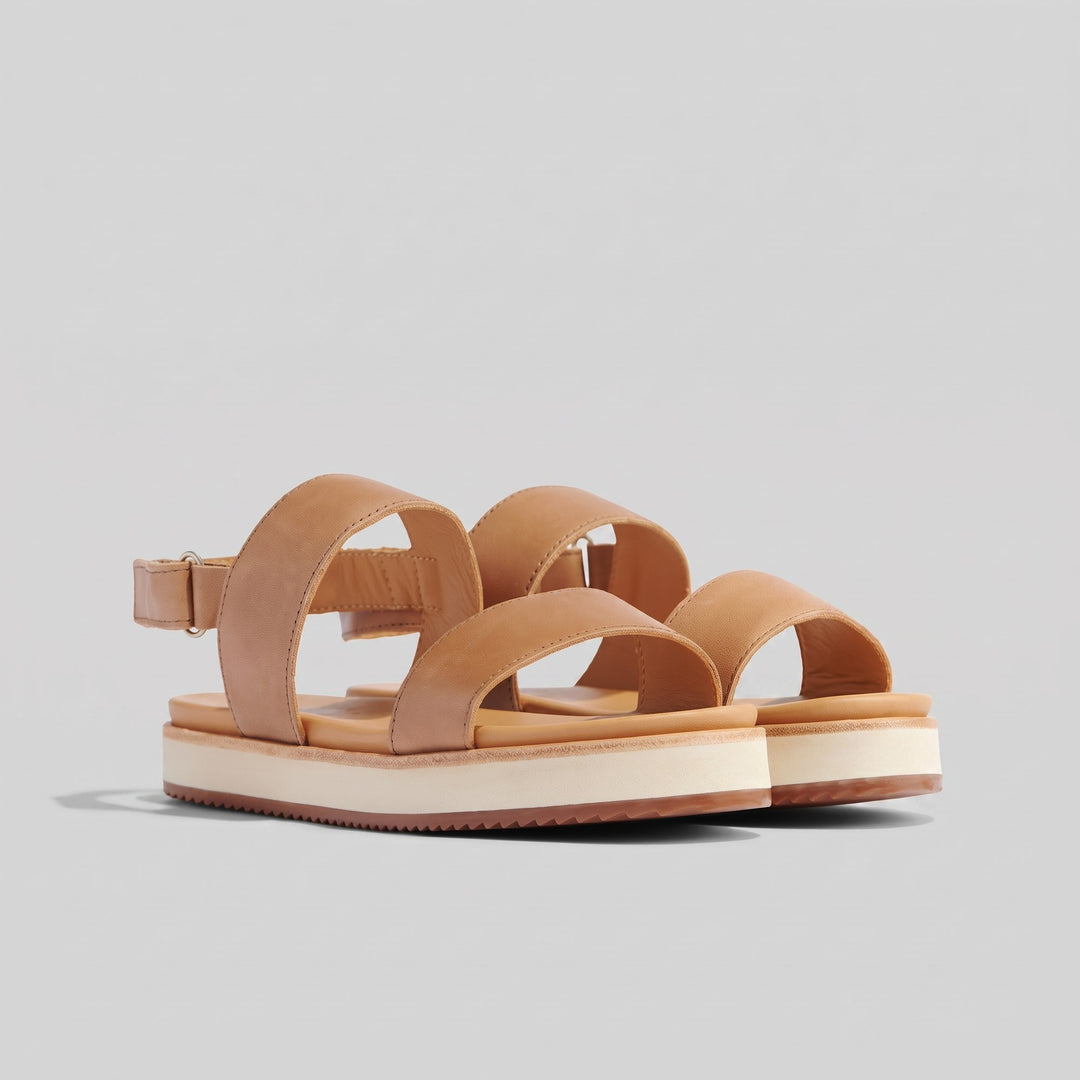 Pair of almond tone flatform sandals - The store Vancouver