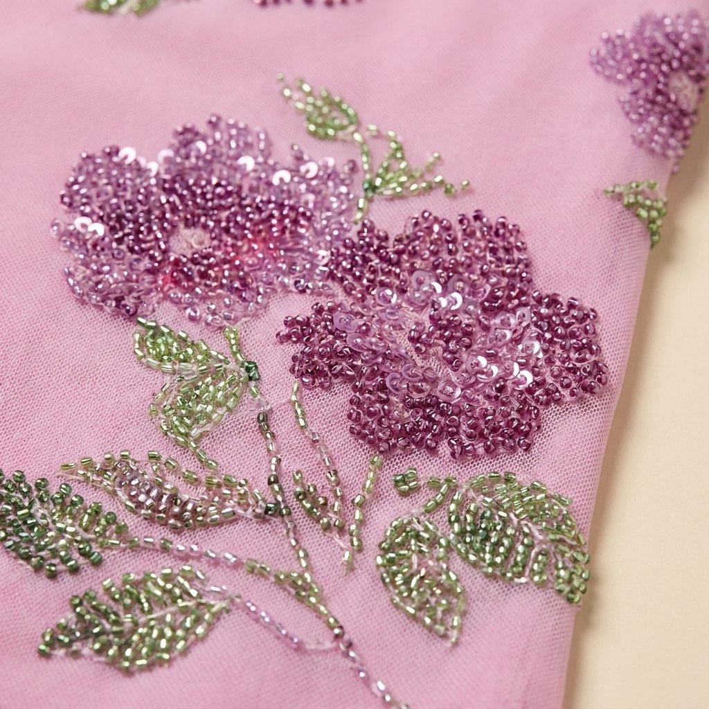 Gala pink dress fabric detail
