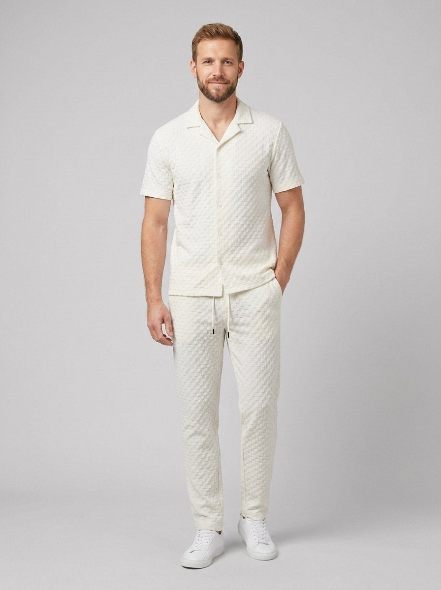 Gavin mens textured set cloud white