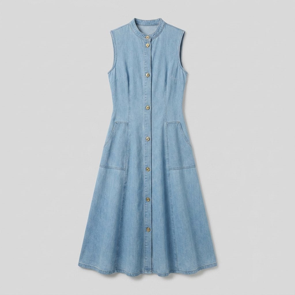 Georgina denim midi dress product flat lay