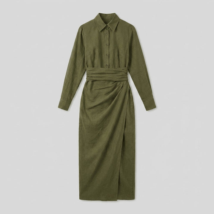 Gina green linen midi dress product