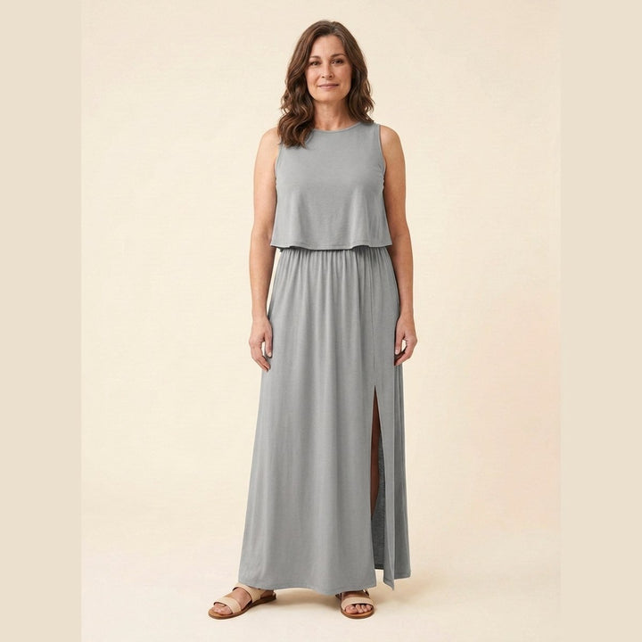 Giselle sleeveless loose-fit maxi dress in ash grey