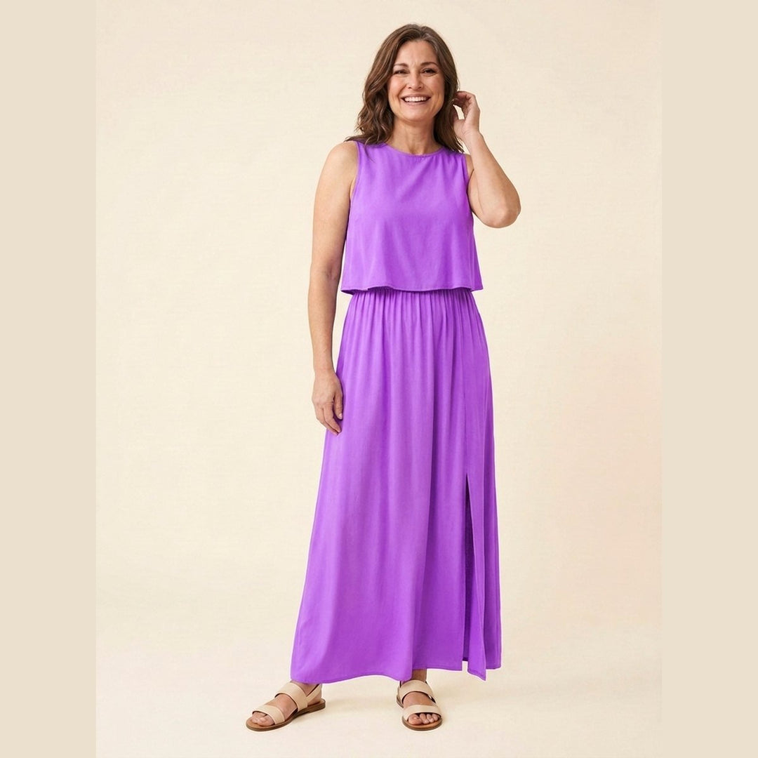 Giselle sleeveless loose-fit maxi dress in purple