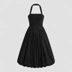 Haven black bubble-hem knit midi dress product flat-lay