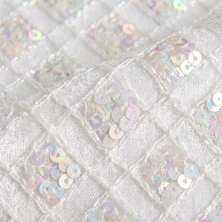 Haven Elegant Jumpsuit white velvet sequin fabric close up