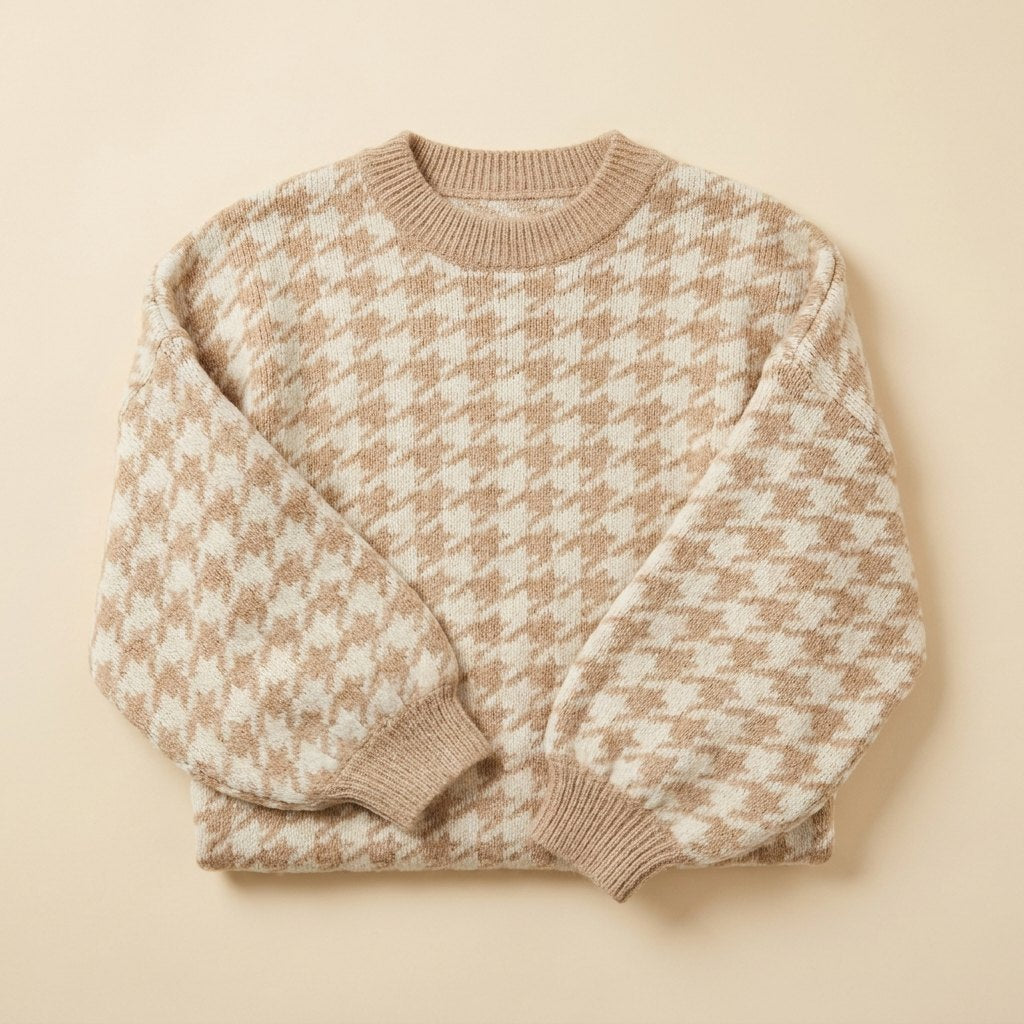 Haven Houndstooth Sweater product flat lay