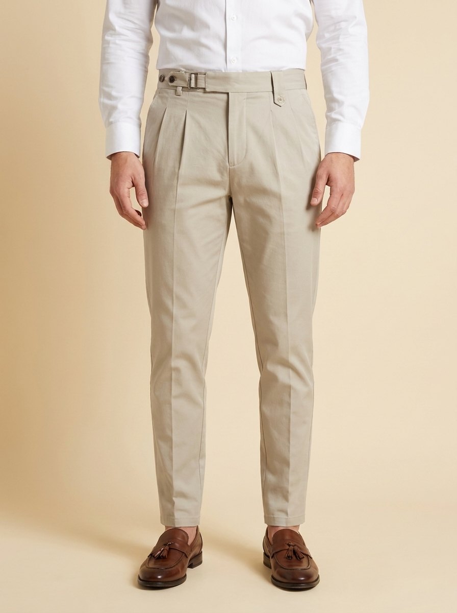 Hawthorne beige slim trousers front