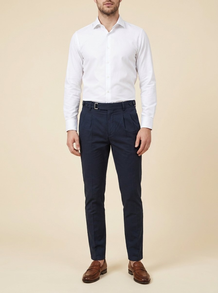 Hawthorne navy slim trousers front