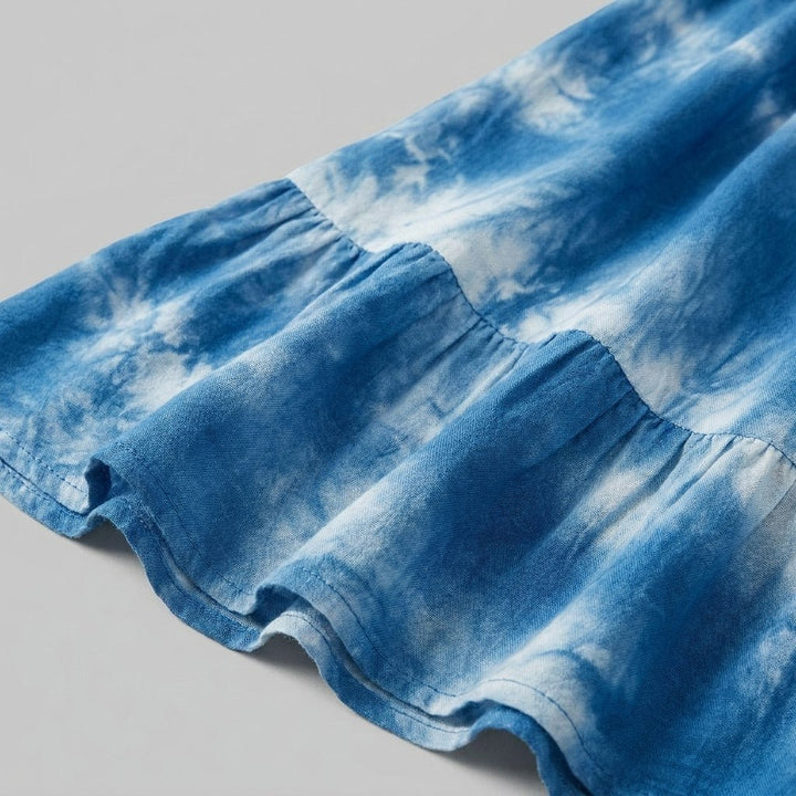 Helene blue tie-dye print, fabric close-up