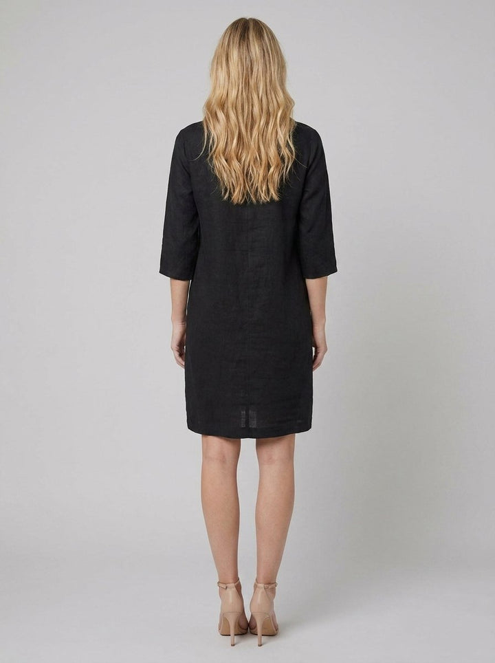 Henrietta linen dress back view