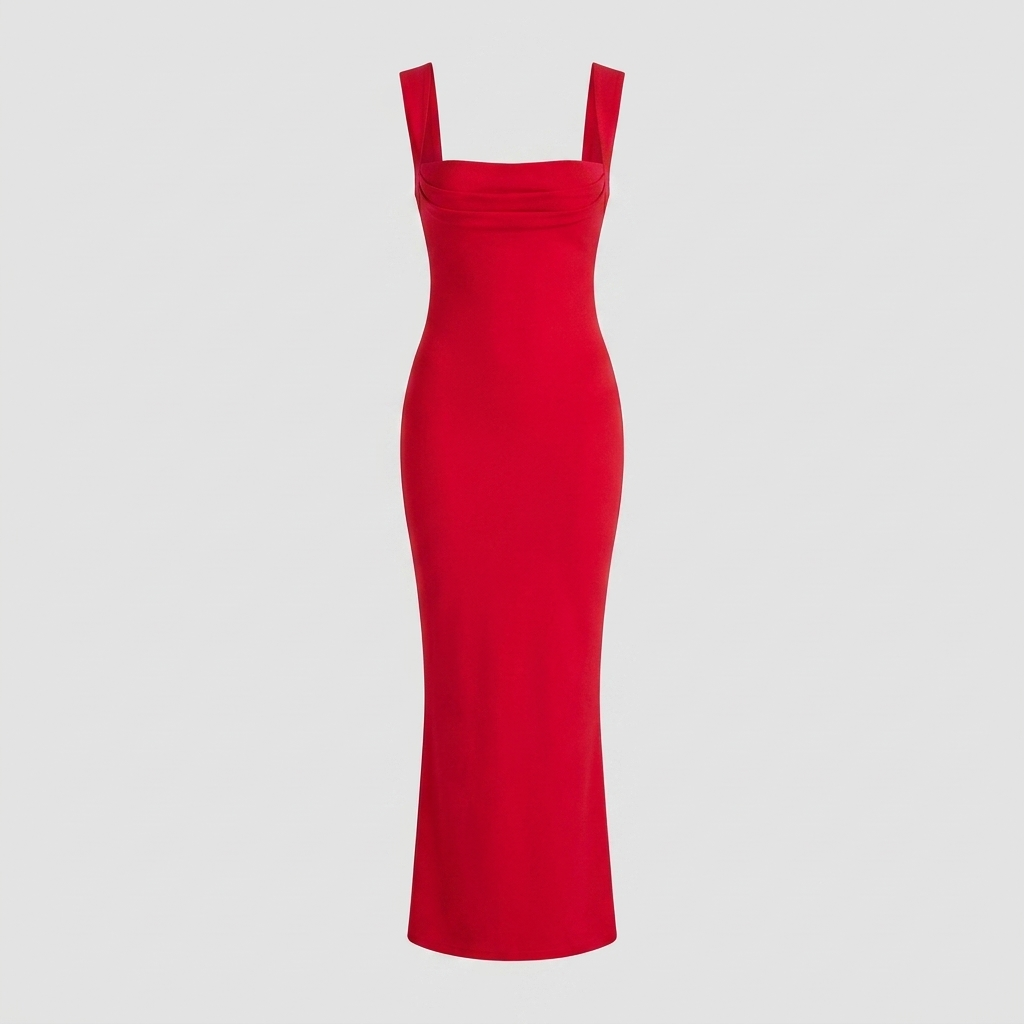 Hera red stretch crepe maxi dress product flat-lay