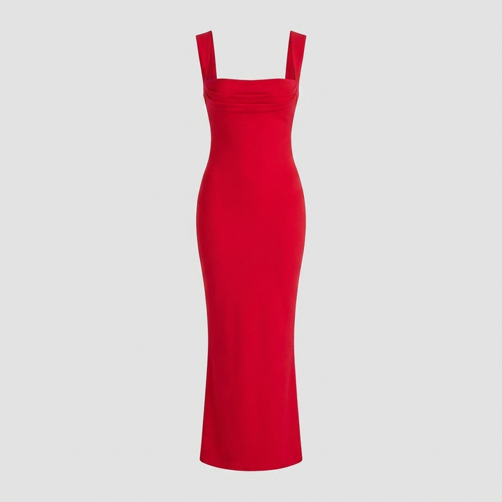Hera red stretch crepe maxi dress product flat-lay