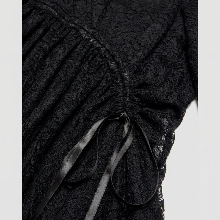 Hera Lace Dress black lace fabric detail