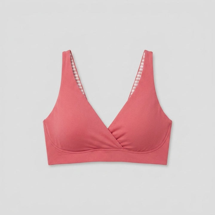 Hermine nursing bra in rose, wrap-over cups, front view