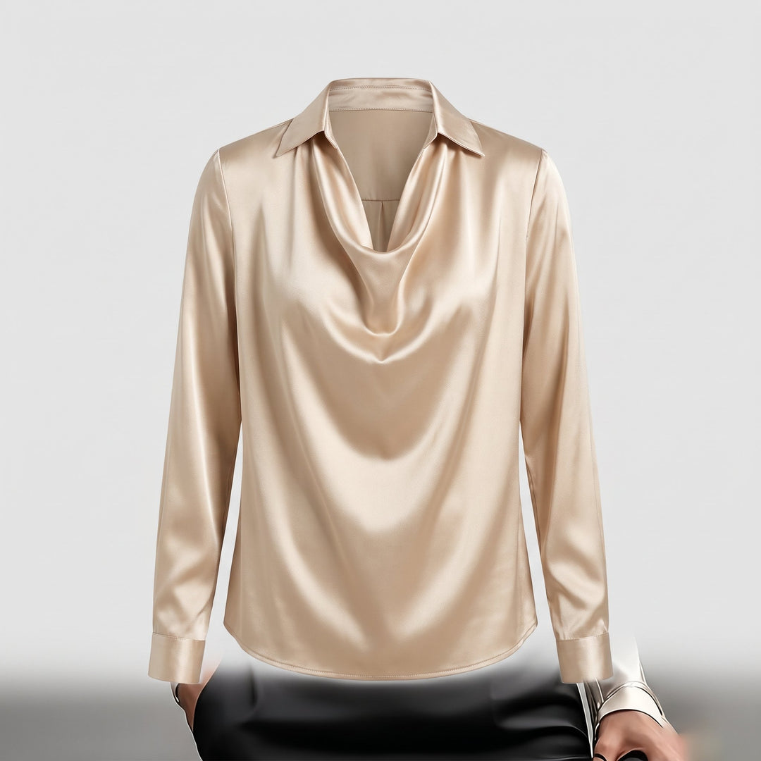 Ikata shiny satin blouse product flat lay