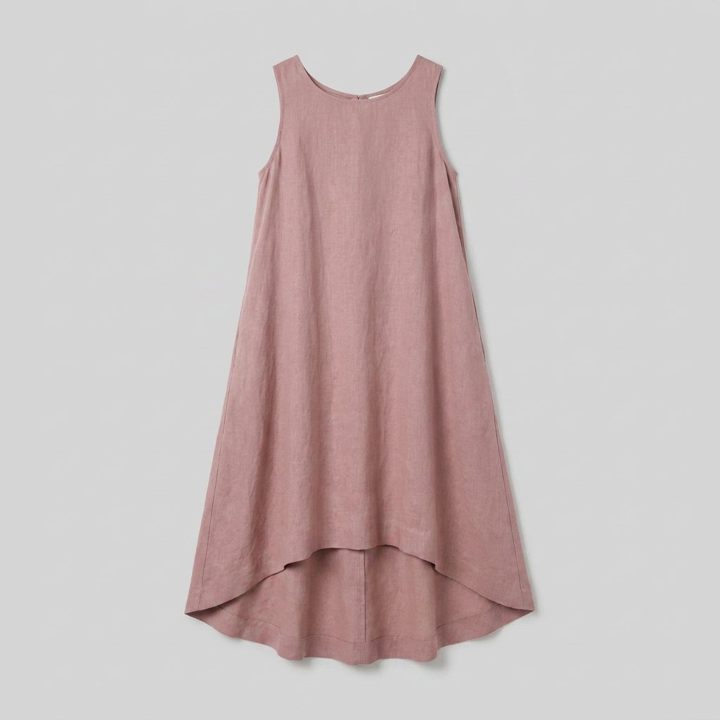 Mauve lightweight linen dress, flat-lay