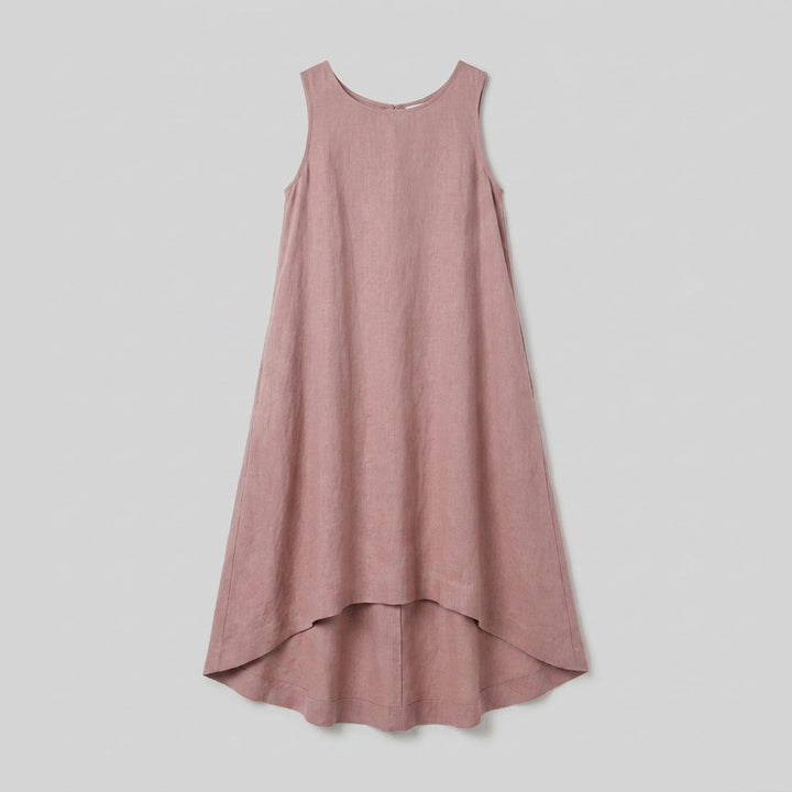Mauve lightweight linen dress, flat-lay