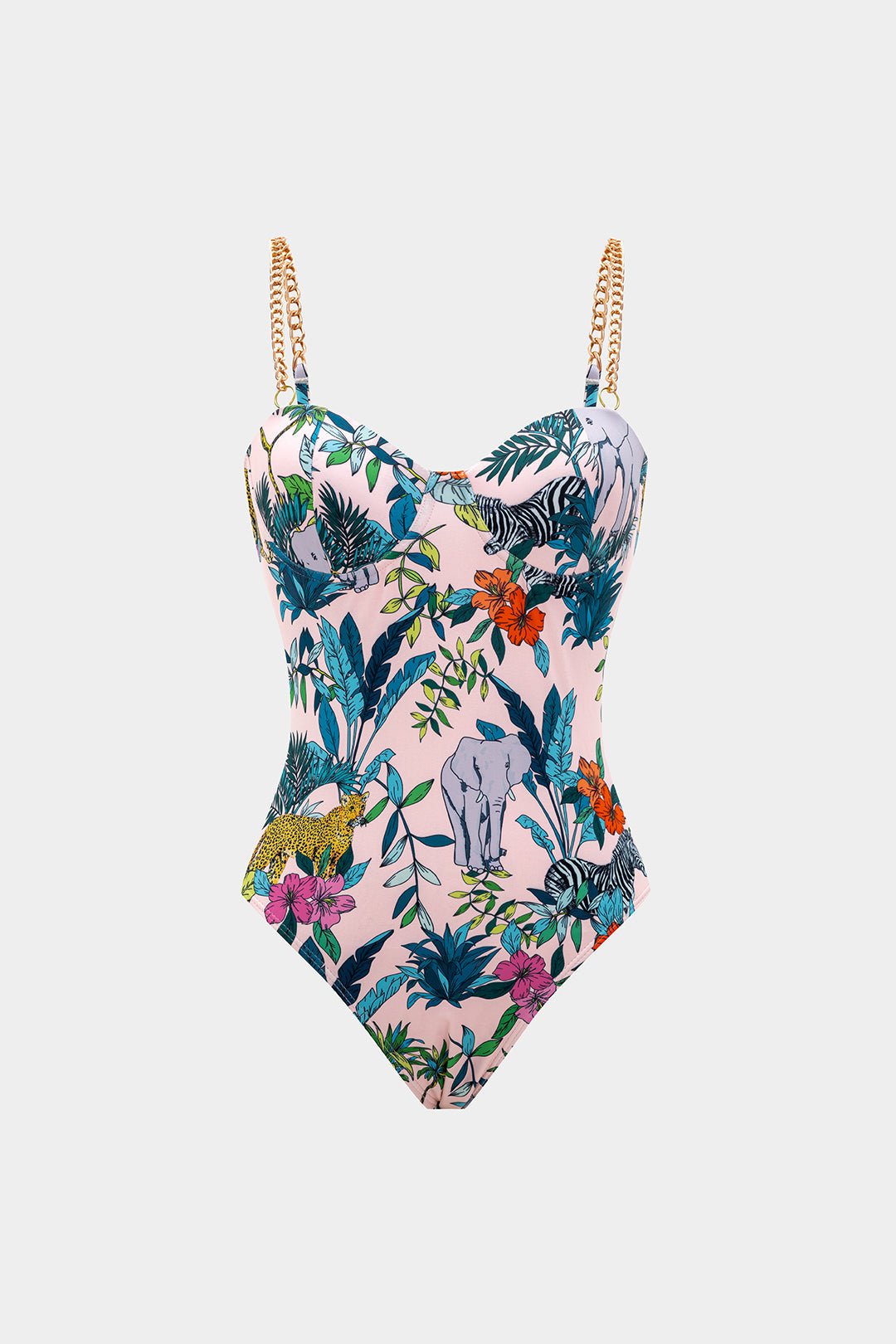 Multicolour floral one-piece swimsuit, slim fit, view 1 of 4