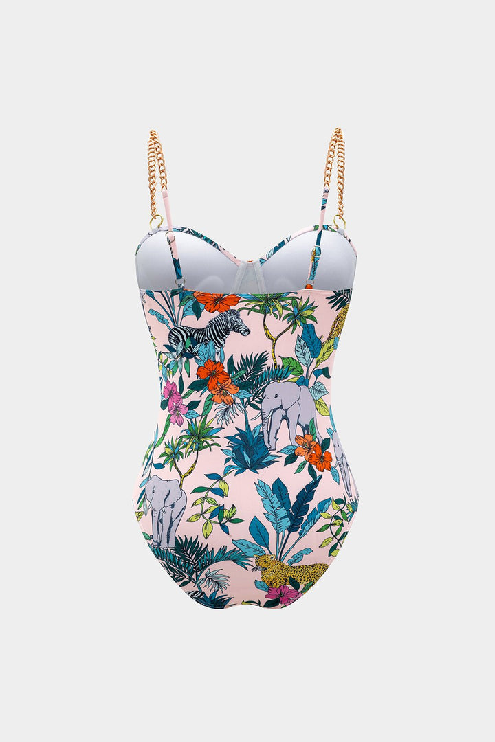 Multicolour floral one-piece swimsuit, slim fit, view 2 of 4