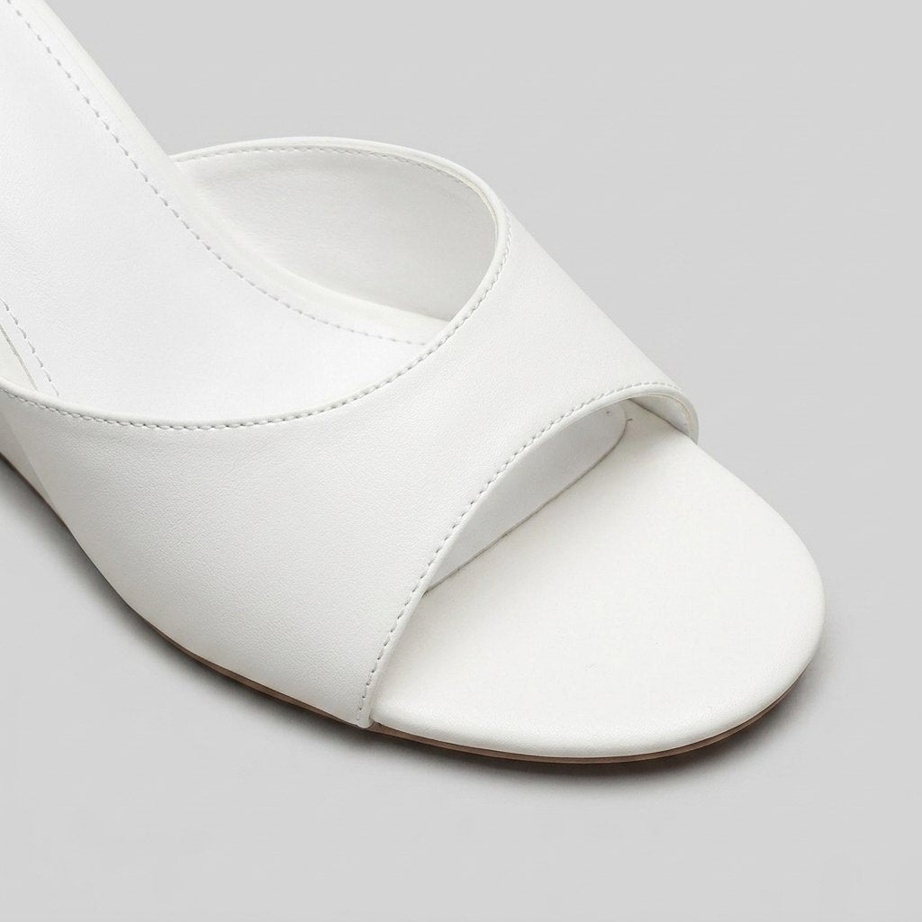 Iris elegant wedge mule strap detail
