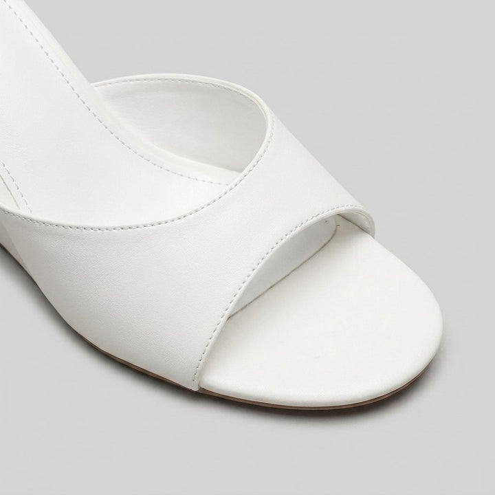 Iris elegant wedge mule strap detail
